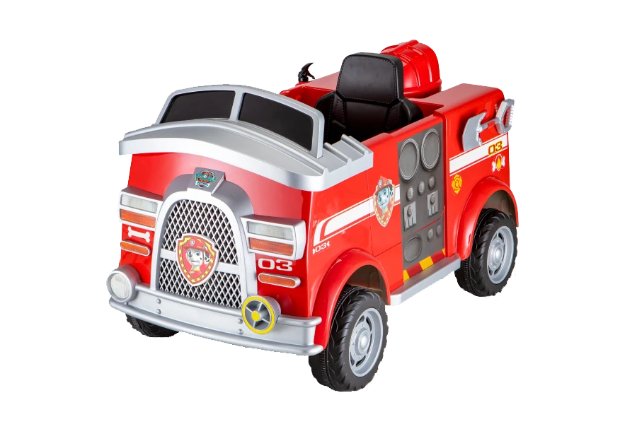 Small Red Vintage Fire Truck Cartoon With Rounded Front PNG Illustration