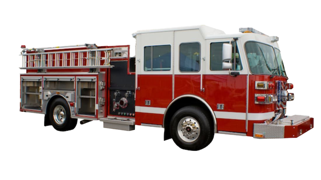 Vintage Red And White Fire Engine With Tall Cab PNG Vehicle Image