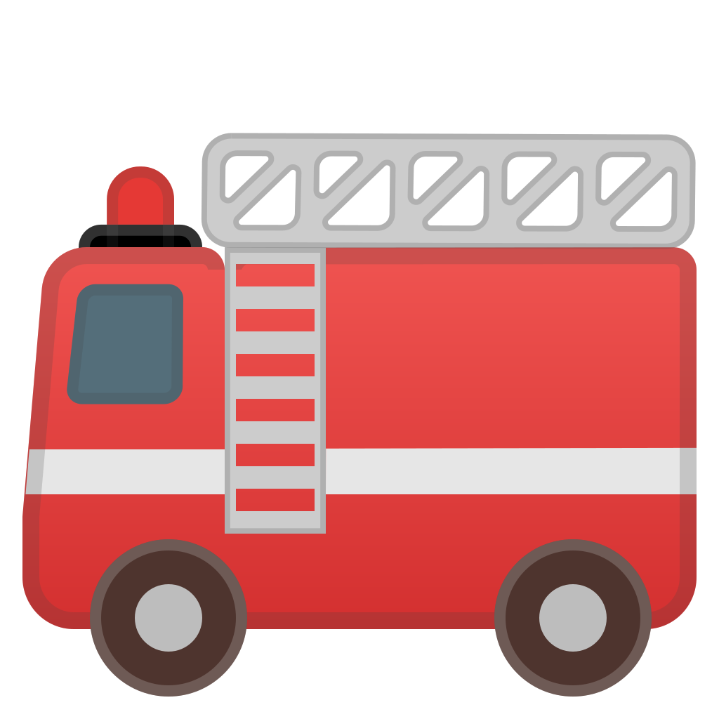 Minimal Red Cartoon Fire Engine With Gray Roof Ladder PNG Icon