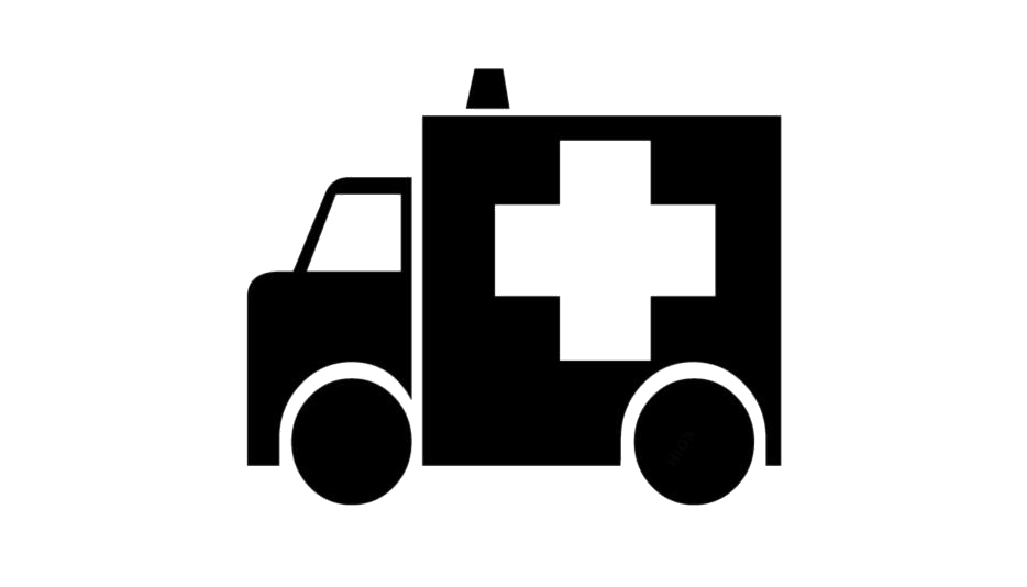 Black Ambulance Side Silhouette With White Medical Cross PNG Icon
