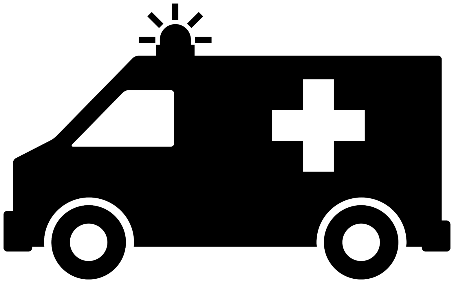Black Emergency Ambulance Silhouette With Flashing Beacon PNG Artwork