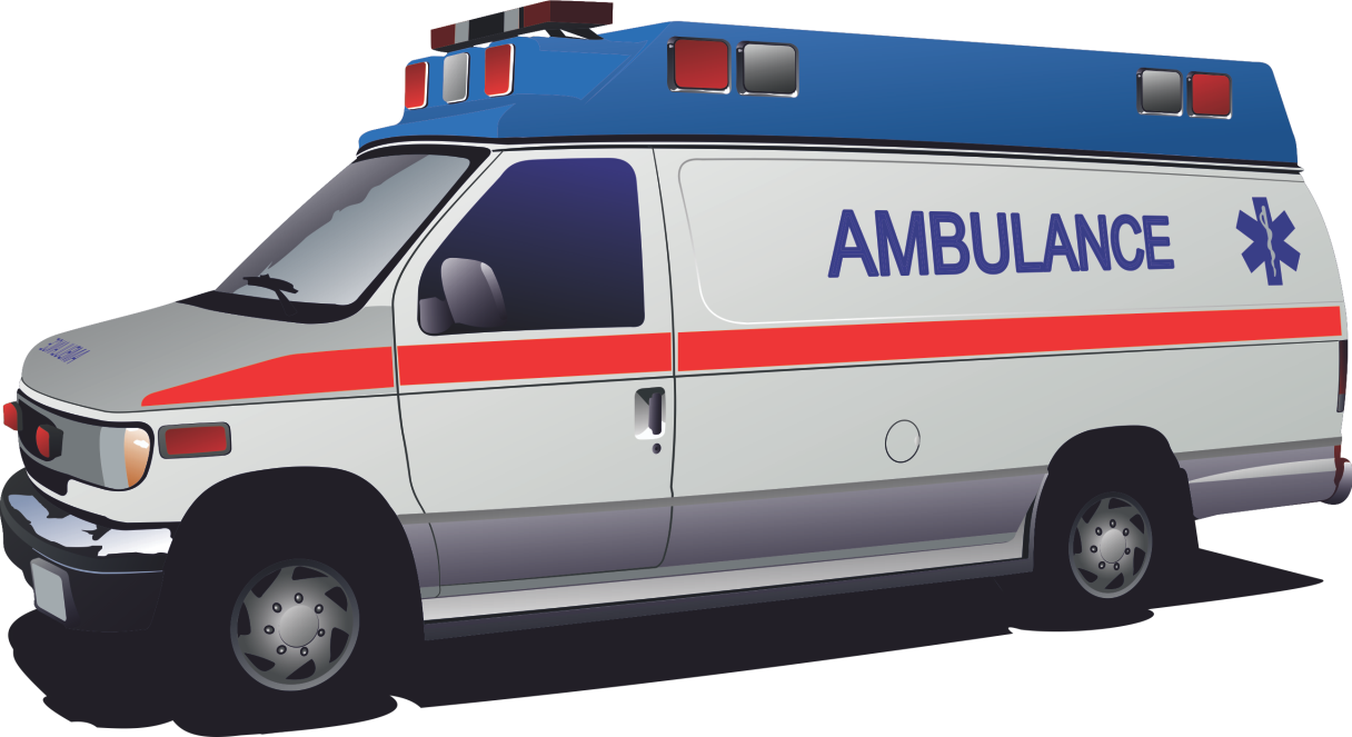 Blue White And Red Ambulance Van Side View Transparent PNG Image