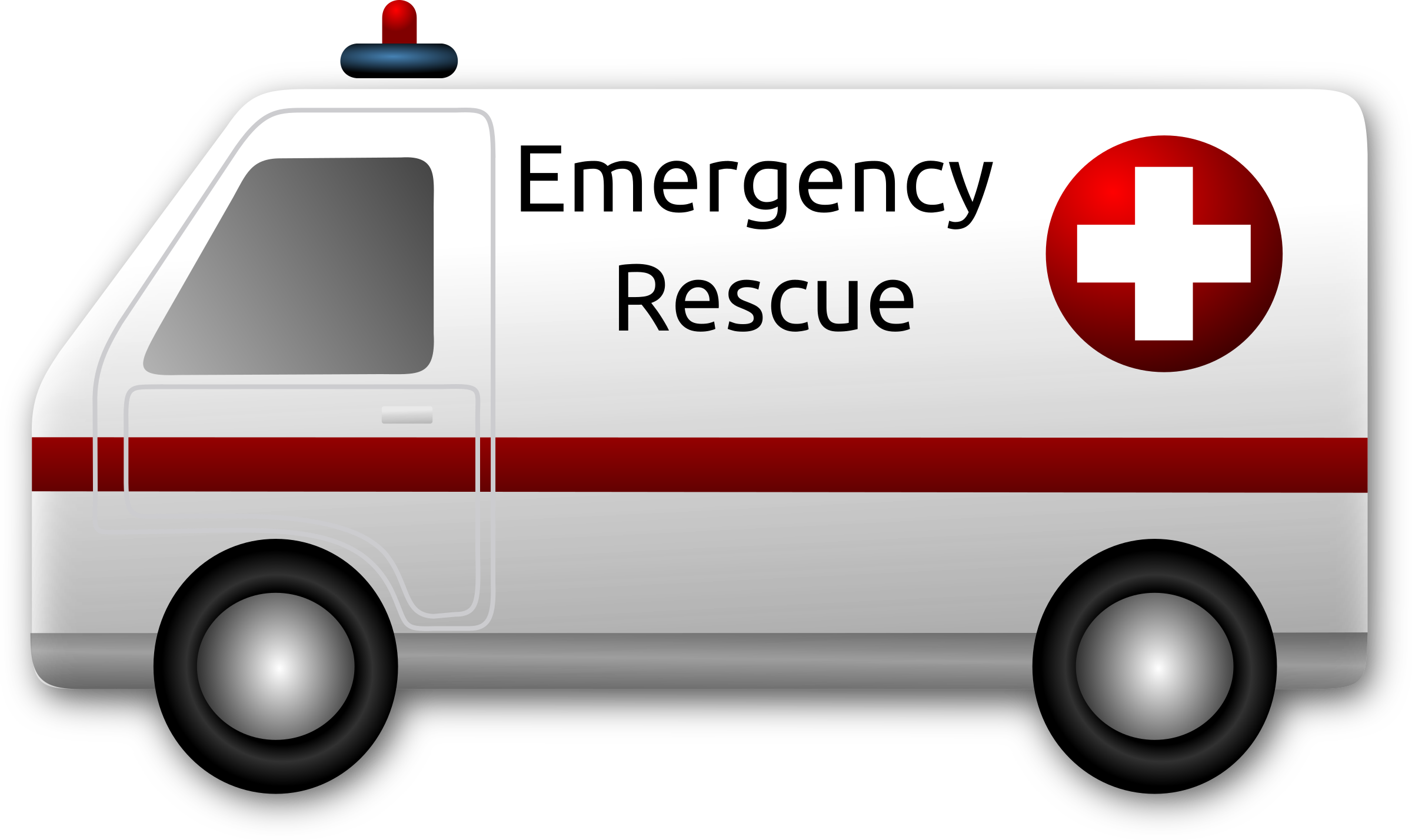 Cartoon Ambulance Van With Emergency Rescue Text And Red Cross PNG Artwork