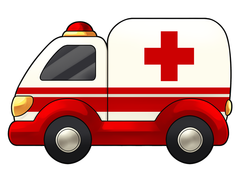 Cute Cartoon Red And White Ambulance Van With Medical Cross PNG Clipart