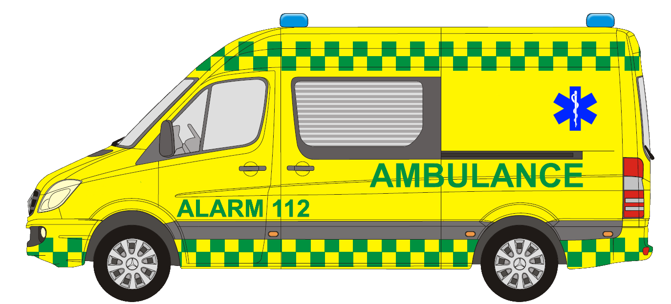 High Visibility Yellow Green Ambulance With Checkerboard Markings PNG Photo