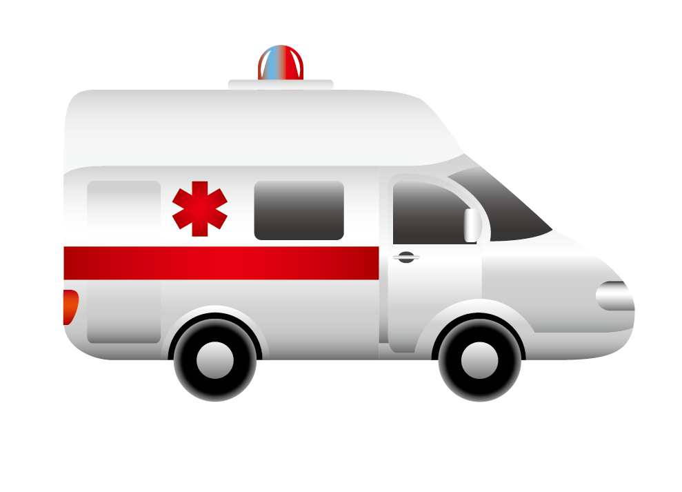 Minimal White Ambulance Silhouette With Red Medical Emblem PNG Graphic