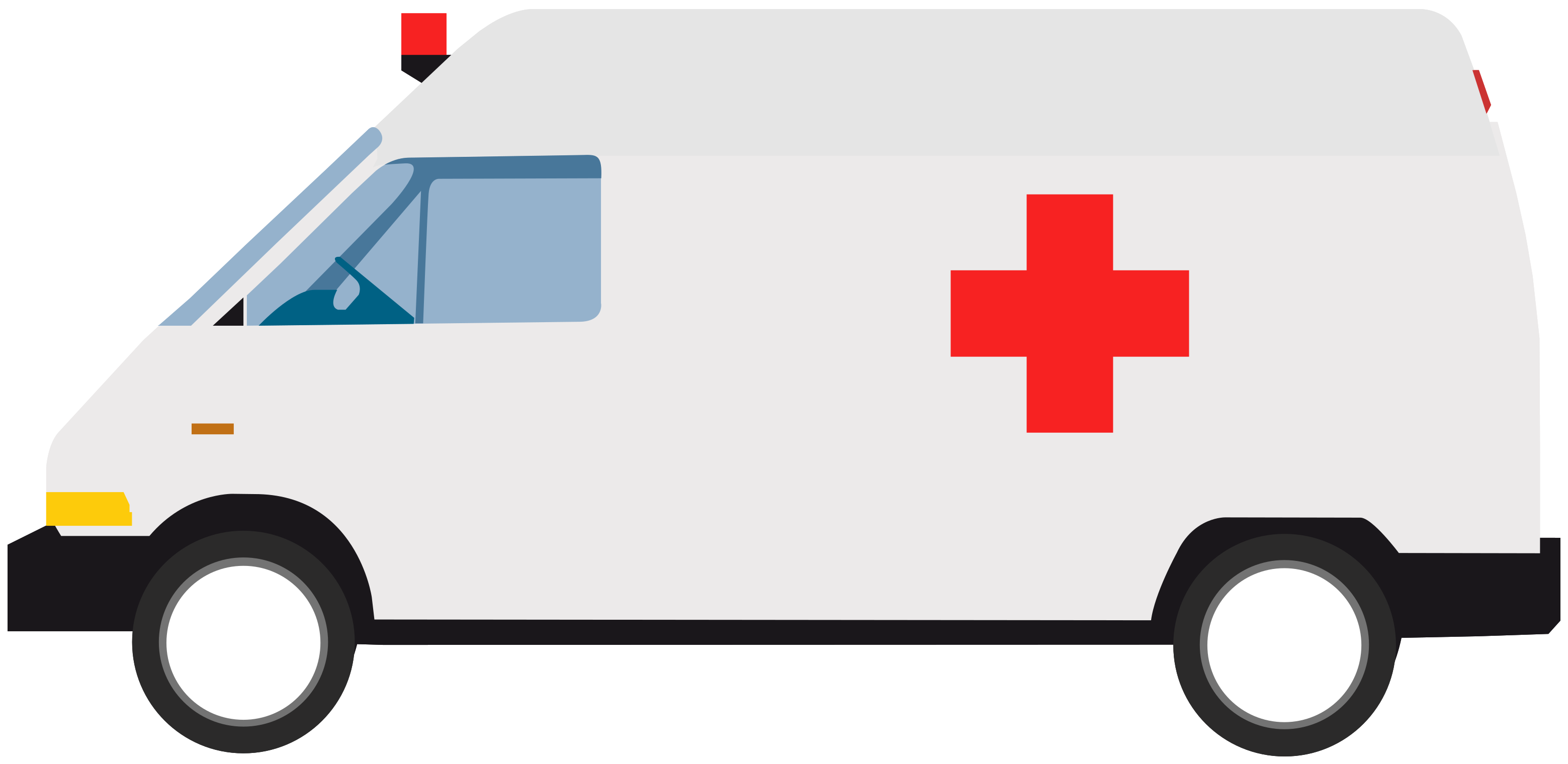 Minimal White Ambulance Van With Red Cross Side View PNG Clipart