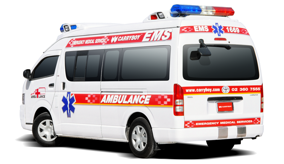 Modern White Emergency Medical Van With Red And Blue Markings PNG Image