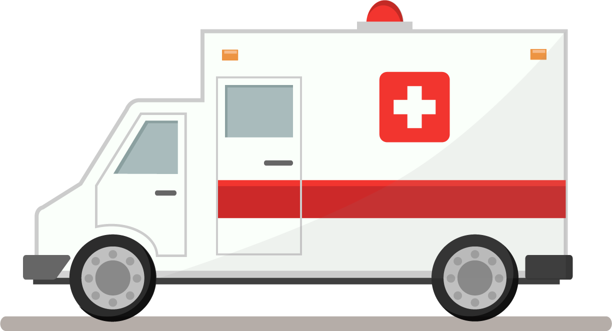 Simple White Medical Ambulance With Red Cross Side Profile PNG Clipart