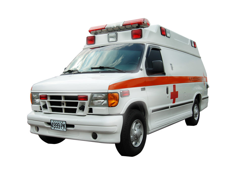 Vintage White Ambulance With Red Cross And Roof Lights PNG Vehicle Photo