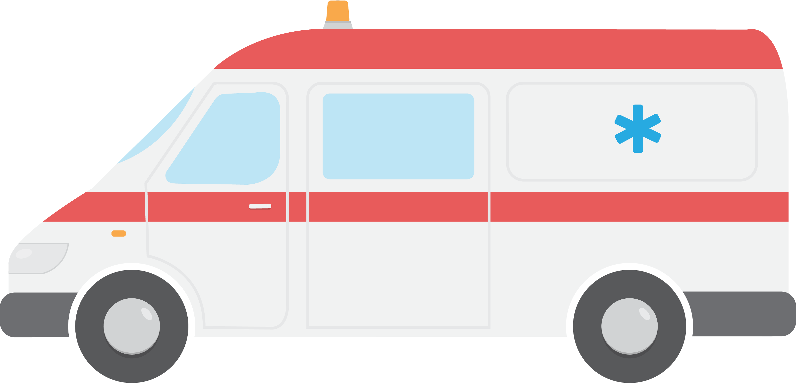 White And Red Cartoon Ambulance Van Side View PNG Illustration
