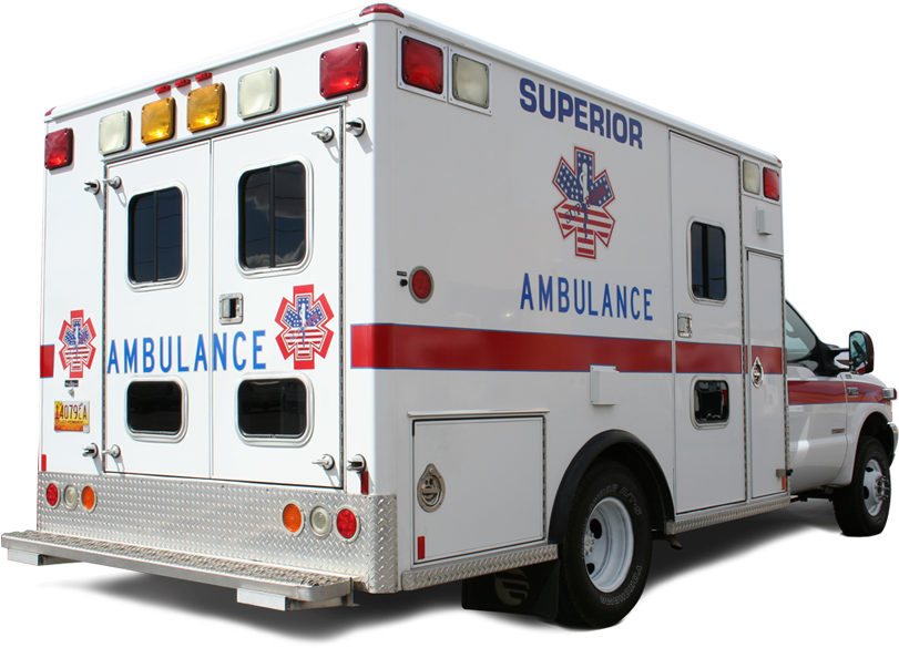 White Box Style Ambulance With Emergency Lights PNG Photo