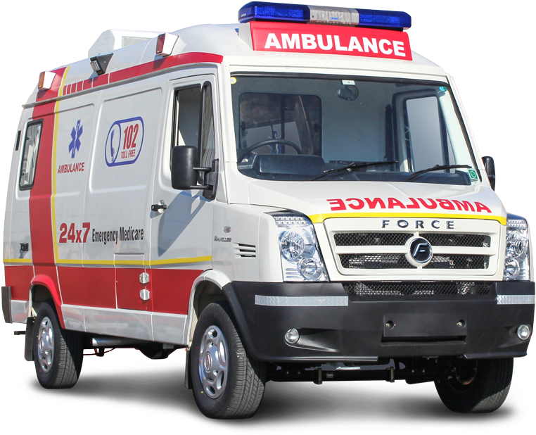 White Emergency Medical Ambulance Van With Red Rescue Markings PNG Photo
