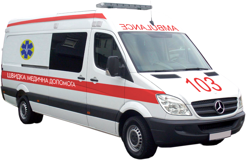 White Emergency Medical Transport Van With Red Stripe PNG Photo