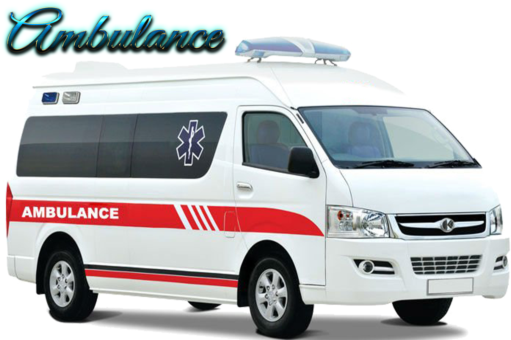 White European Ambulance Van With Red Stripe And Medical Star PNG Photo