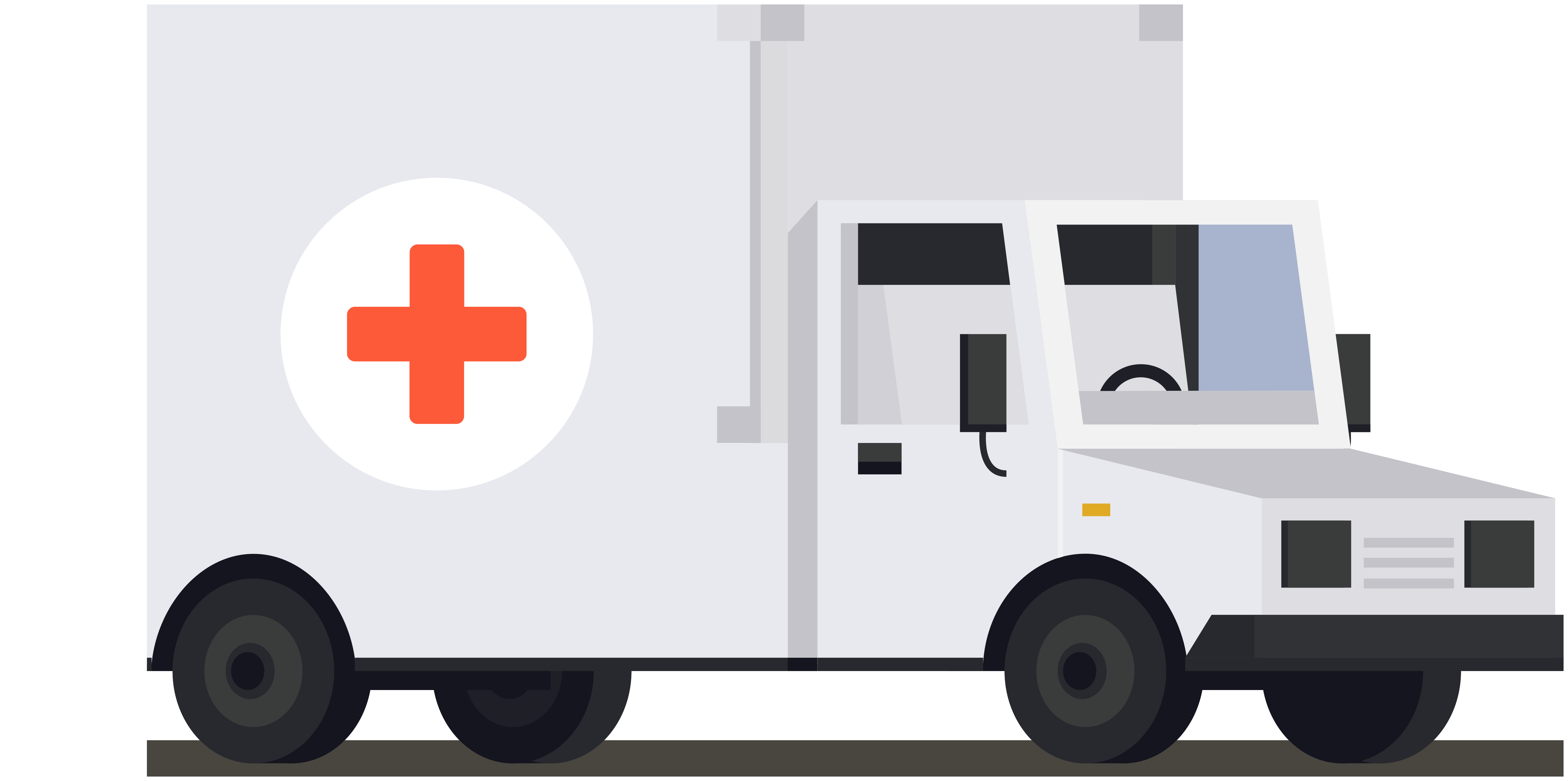 White Off Road Box Ambulance Truck With Red Medical Cross PNG Graphic