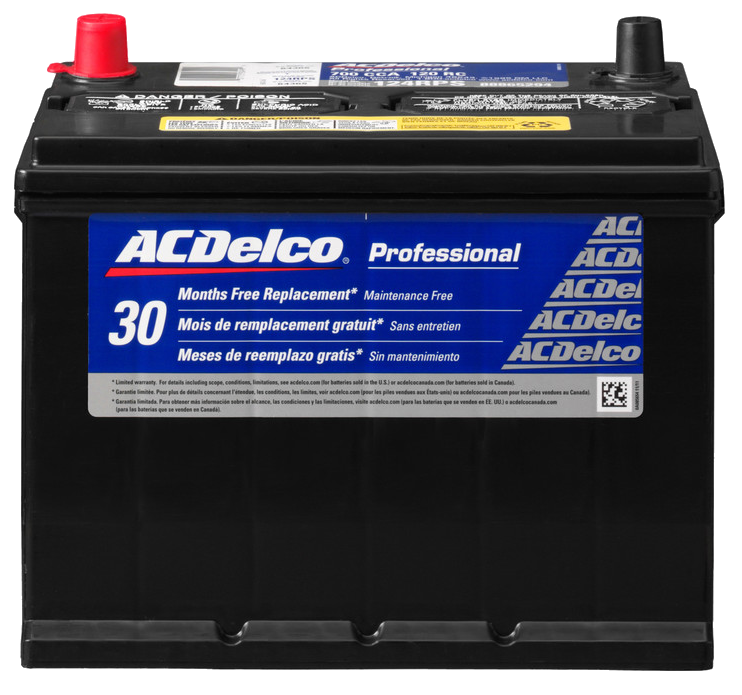 Black ACDelco Professional Automotive Battery With Blue Label PNG Photo