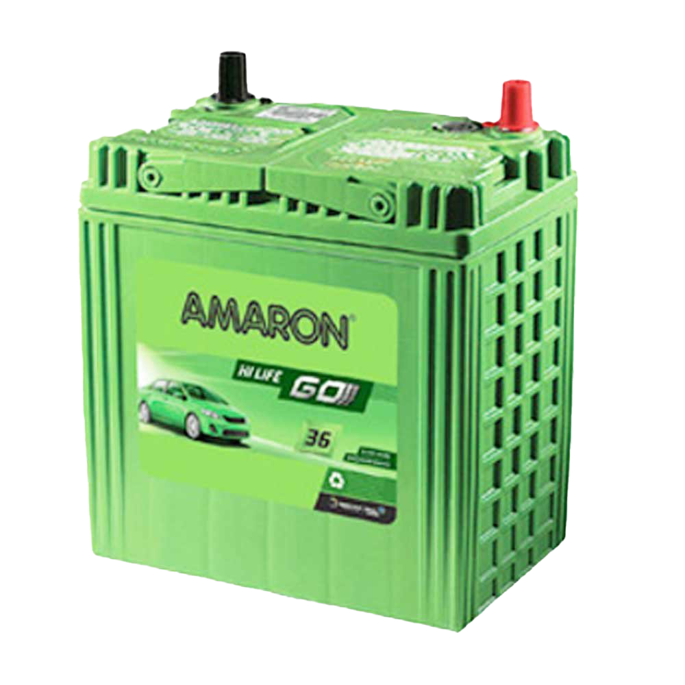 Bright Green Amaron Automotive Battery With Black Top PNG Image