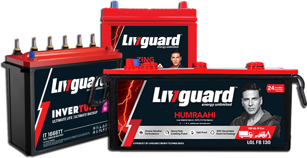 Red And Black Lin Guard Inverter Batteries With Carry Handles PNG Product Image
