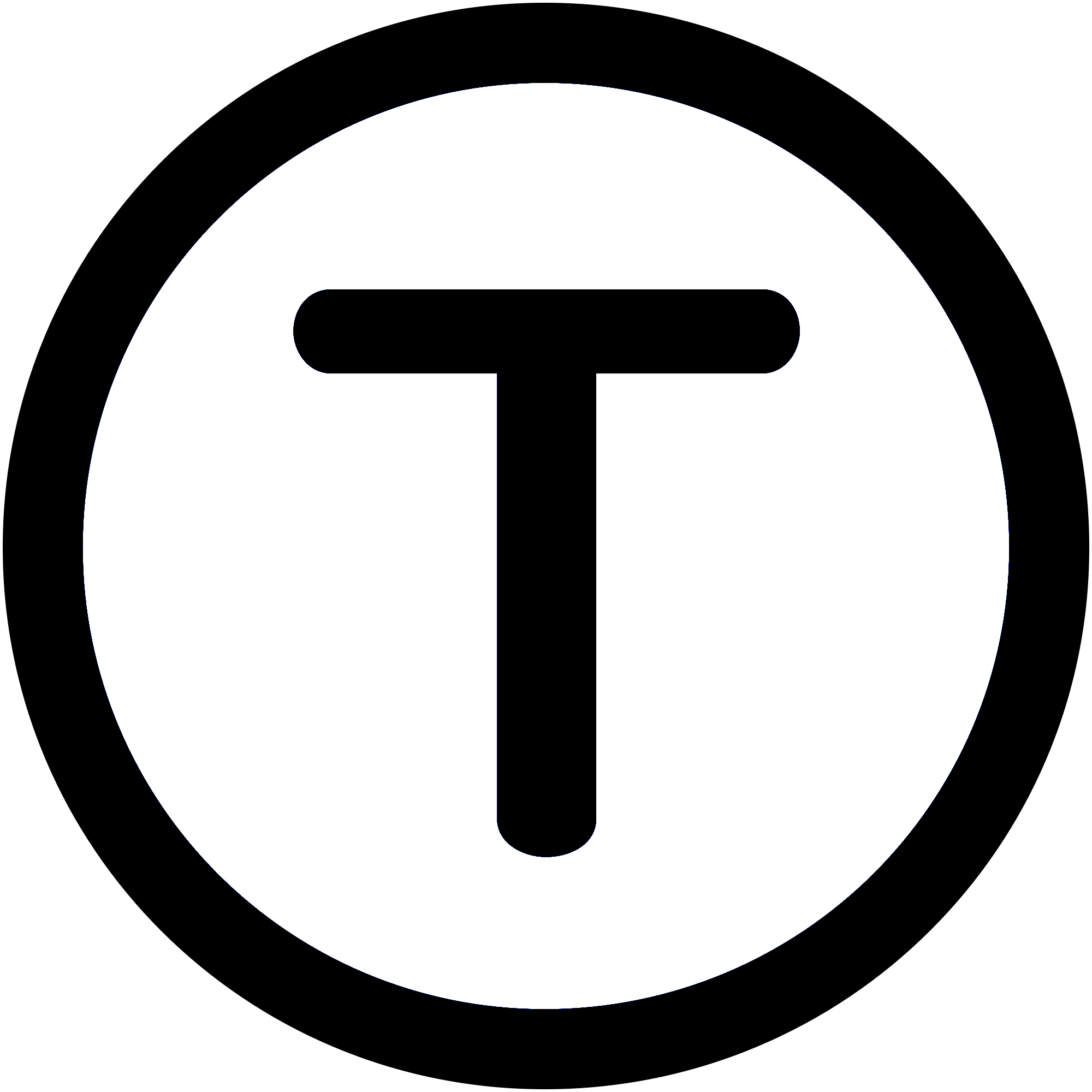 Black Letter T Public Transit Symbol Inside Circle PNG Icon