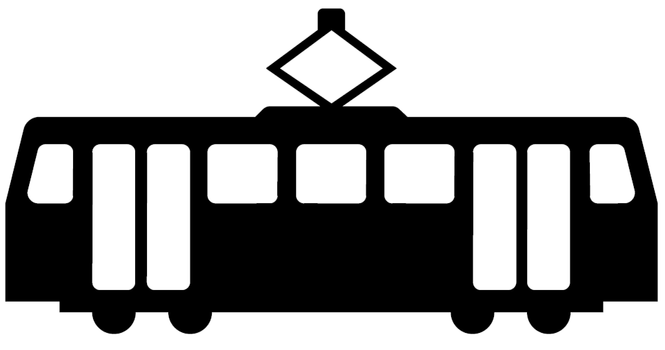 Black Side Profile Streetcar Silhouette With Diamond Pantograph PNG Icon