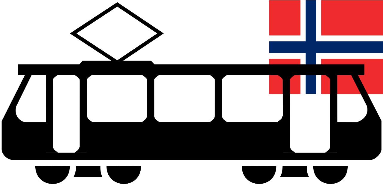 Black Tram Silhouette With Small Norway Flag Detail PNG Icon