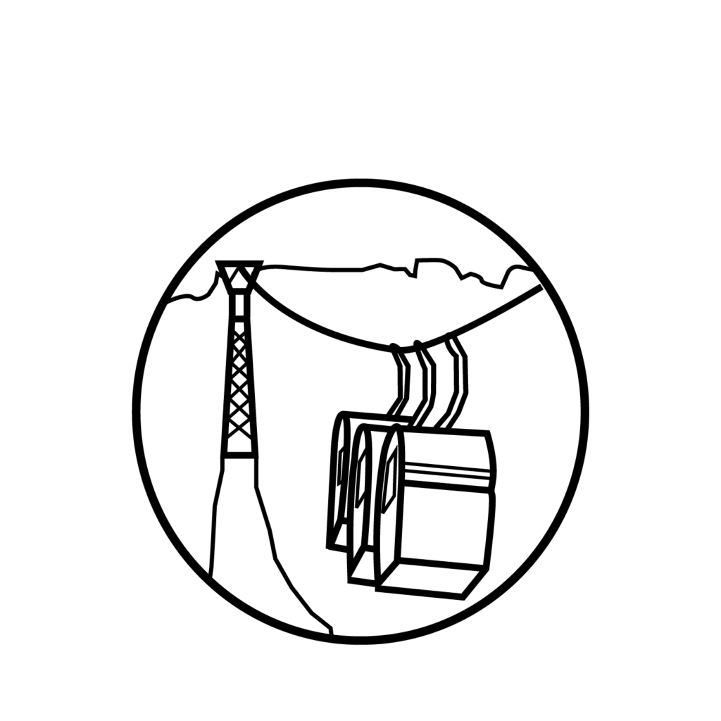 Cable Car And Overhead Line Emblem Inside Circular Border PNG Icon