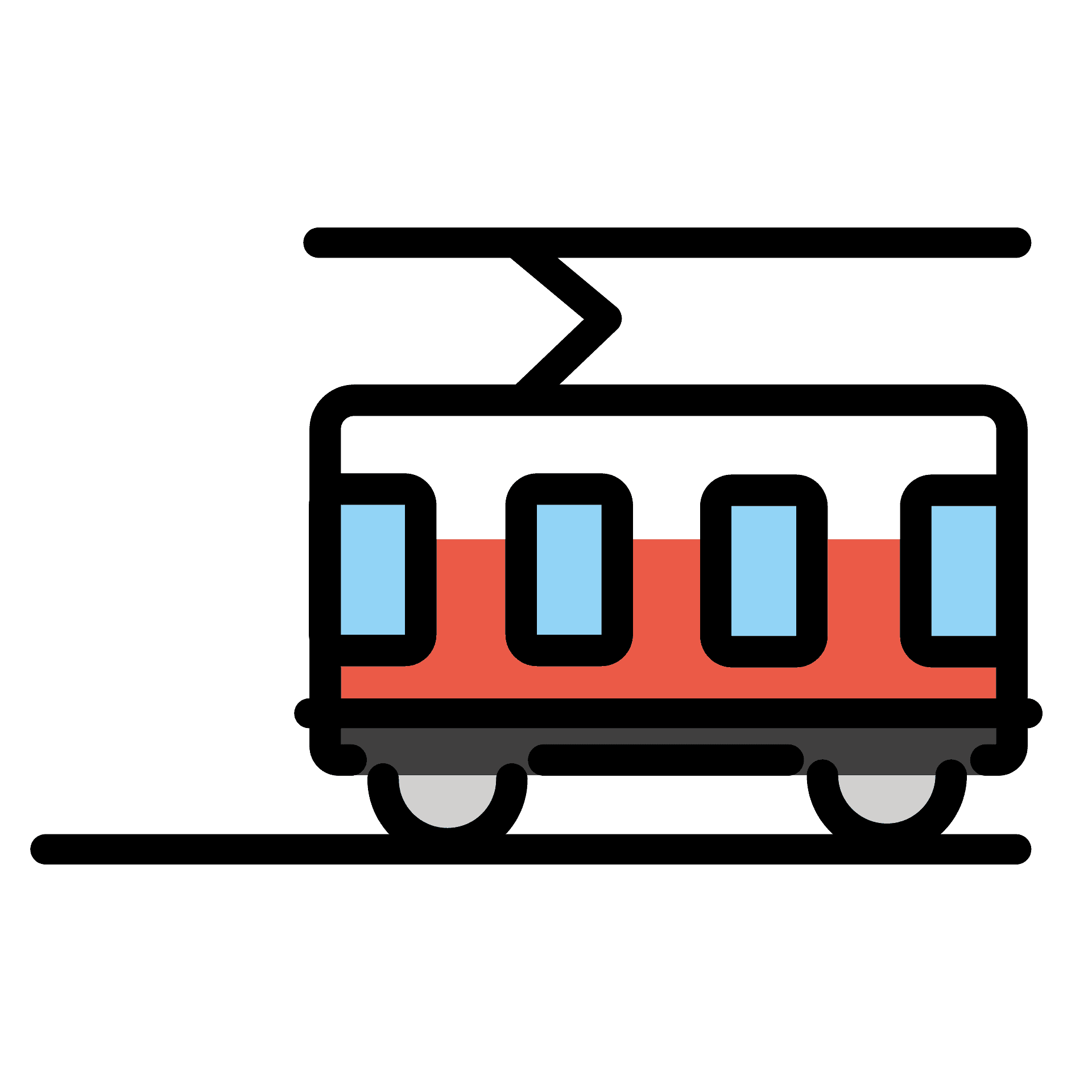 Colorful Small Tram Car Icon With Red Blue And Black Details PNG Graphic