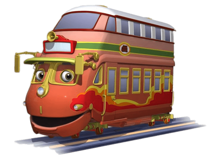 Friendly Cartoon Vintage Tram Character With Smiling Front PNG Illustration