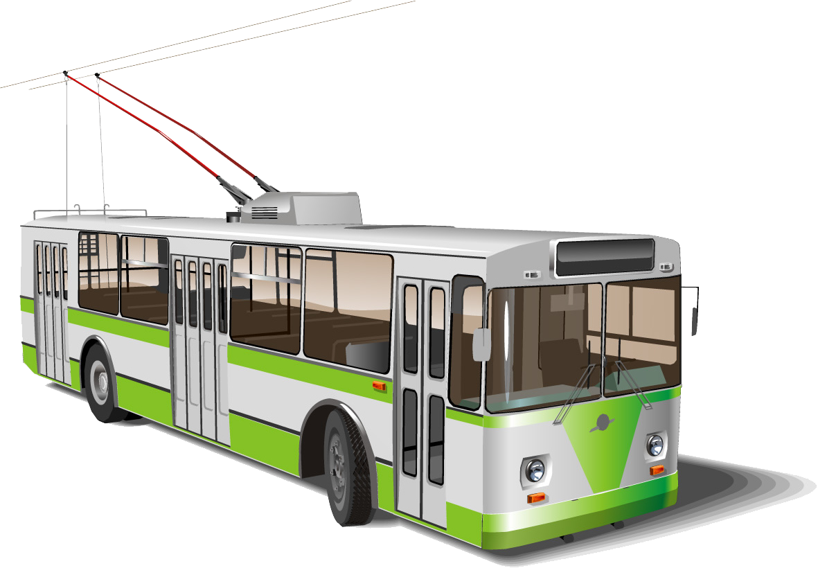 Green And White Trolleybus With Overhead Power Lines PNG Transit Vehicle Image