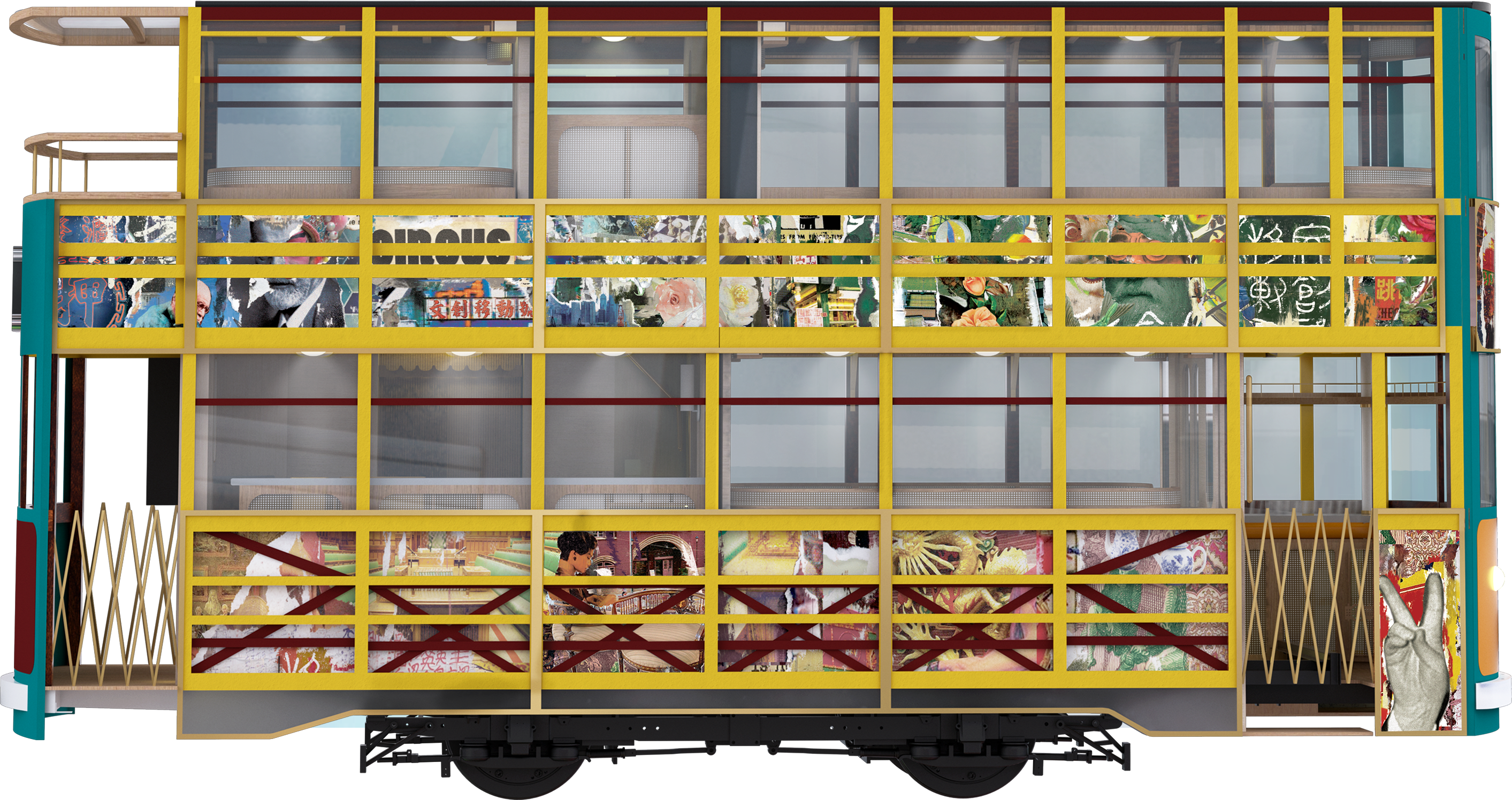 Historic Electric Tram Side View With Detailed Window And Roof Framework PNG Image