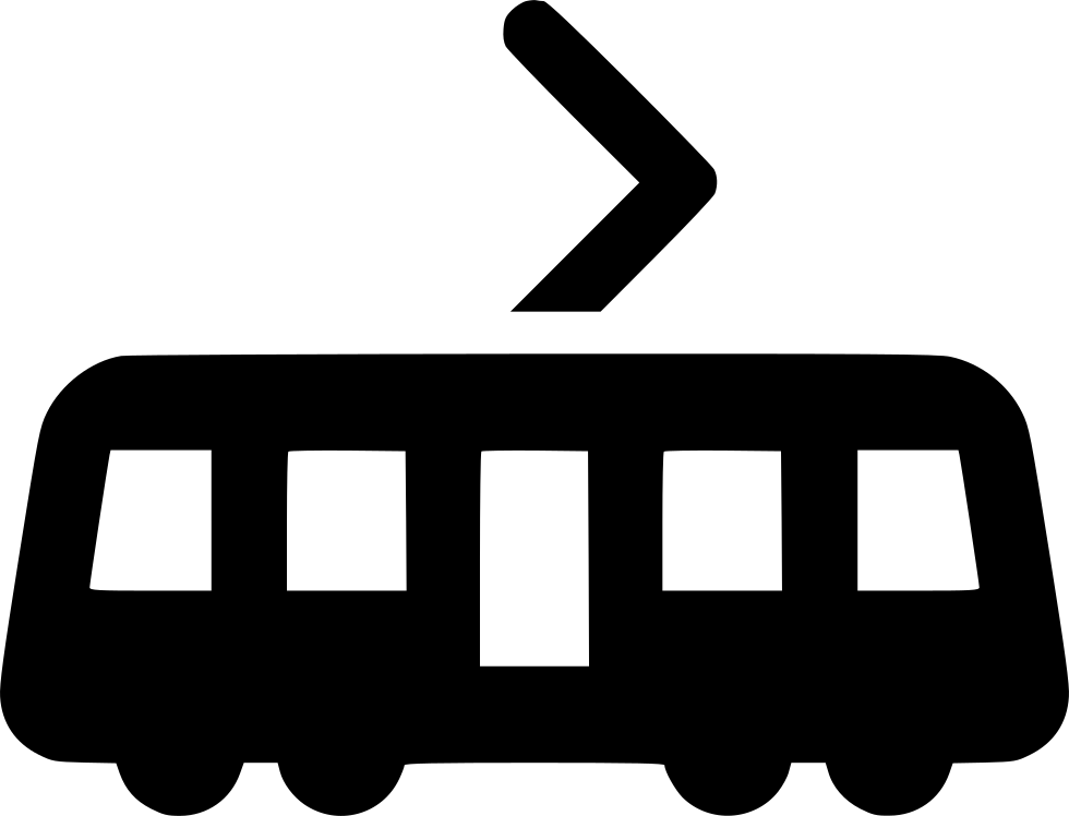 Minimal Black Modern Streetcar Silhouette With Right Direction Arrow PNG Graphic