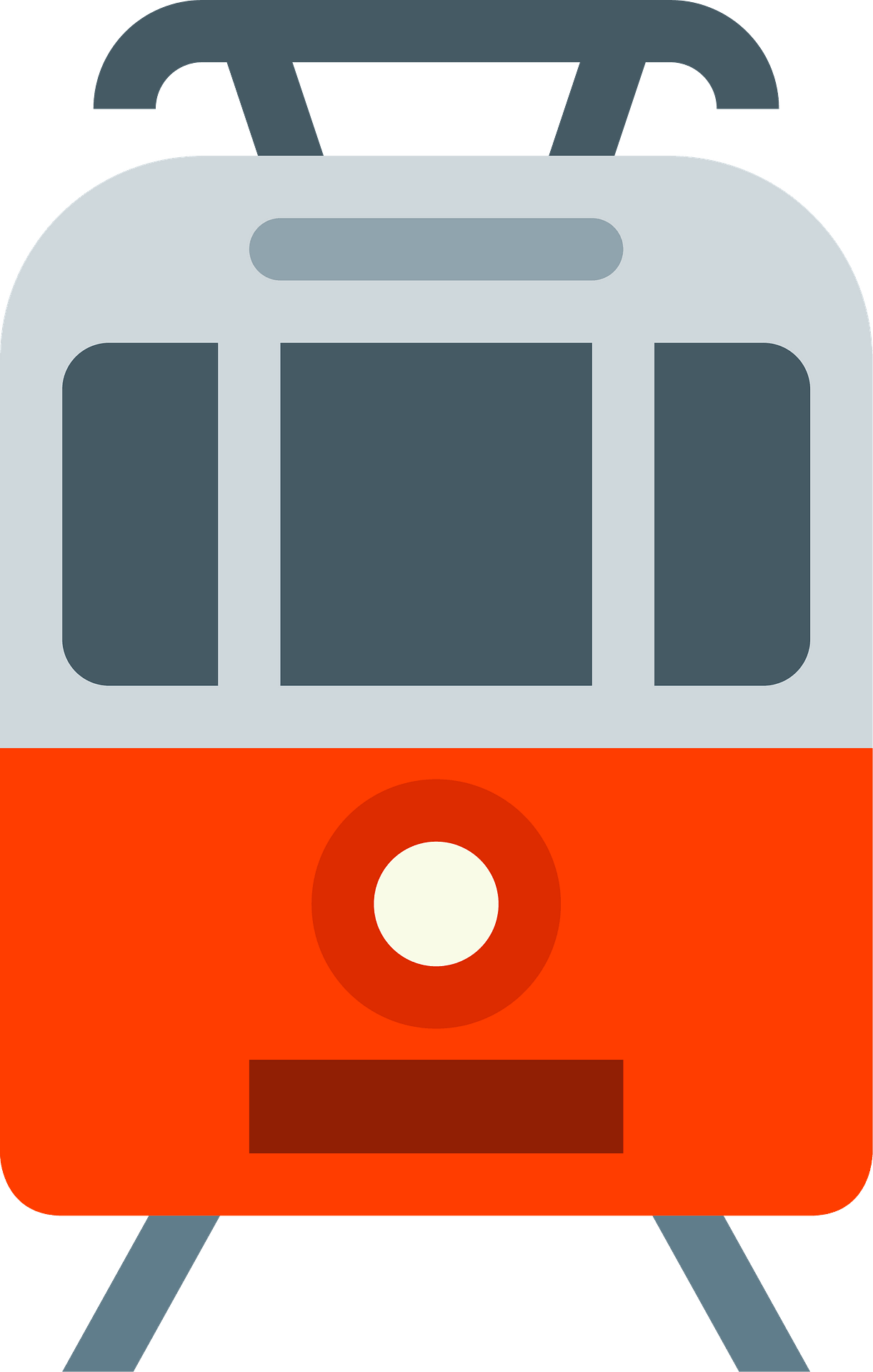 Red And Blue Front View Streetcar Symbol With Roof Antenna PNG Icon