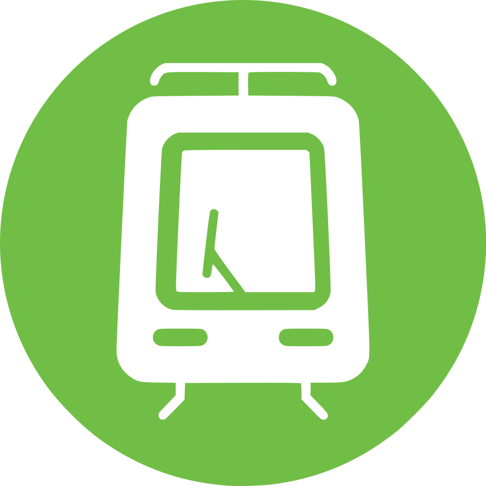White Tram Transit Symbol Inside Green Circle PNG Icon