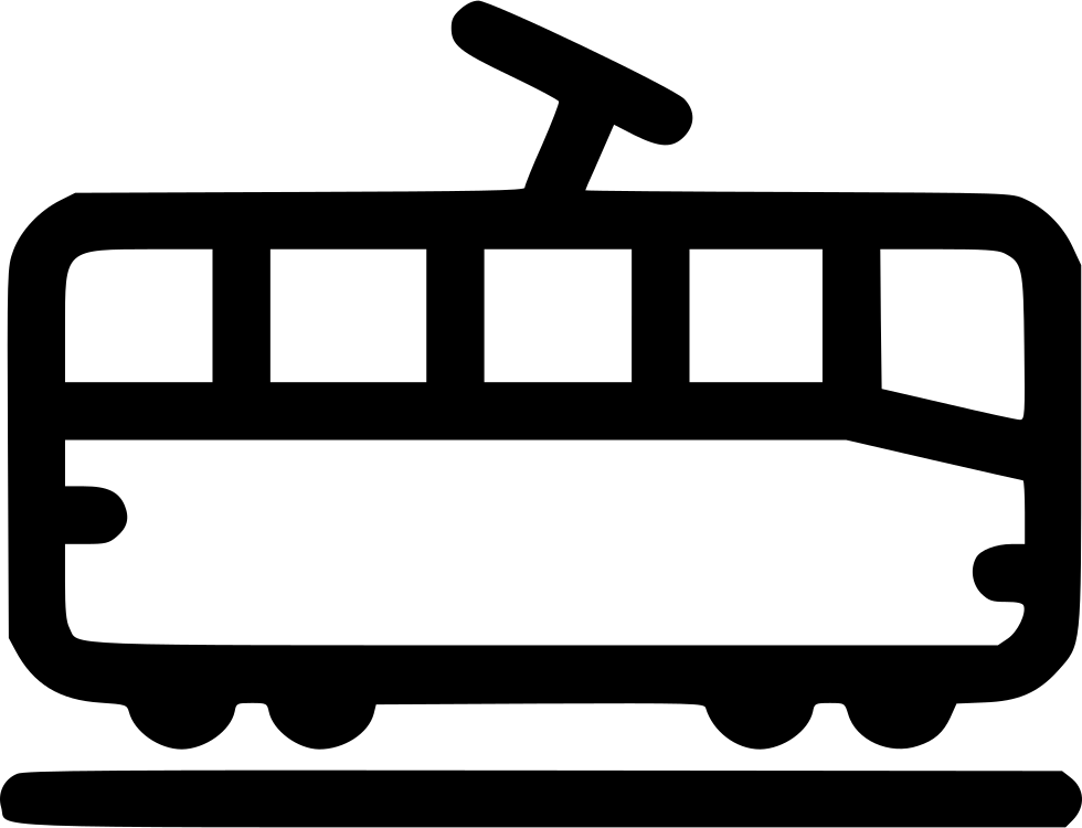 Simple Black Vintage Tram Side Profile With Track PNG Icon