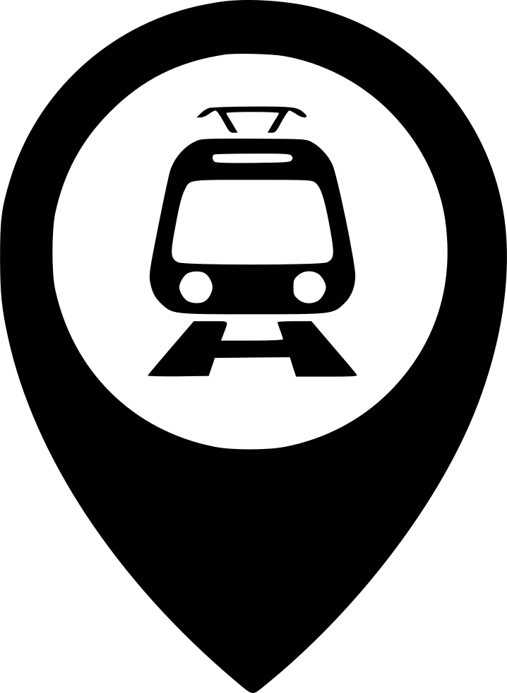 Tram Stop Location Map Pin Symbol Black And White PNG Icon