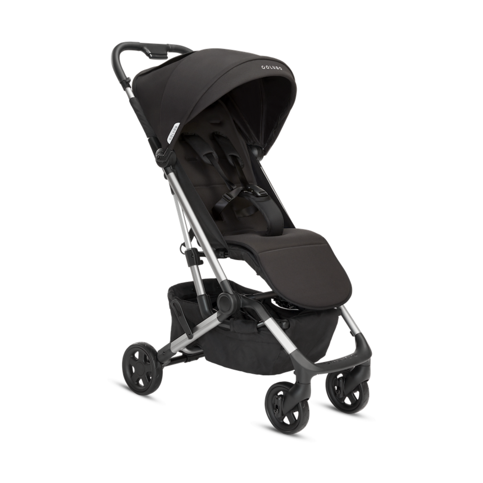 Black Compact Travel Stroller With Reclining Seat PNG Product Image