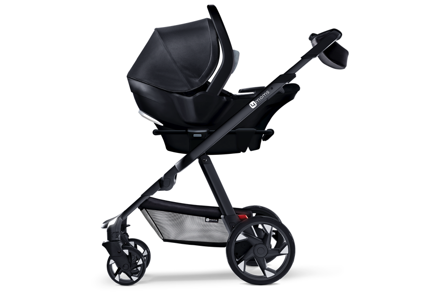 Black Convertible Baby Stroller With Bassinet And Adjustable Handle PNG Product Image