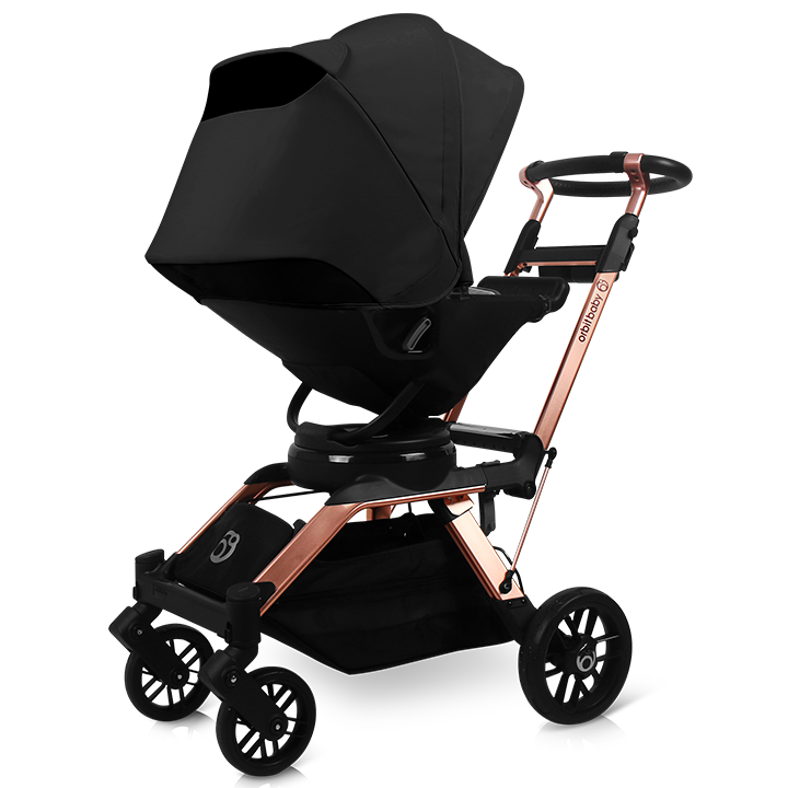 Black Lightweight Travel Stroller With Large Sunshade PNG Product Image