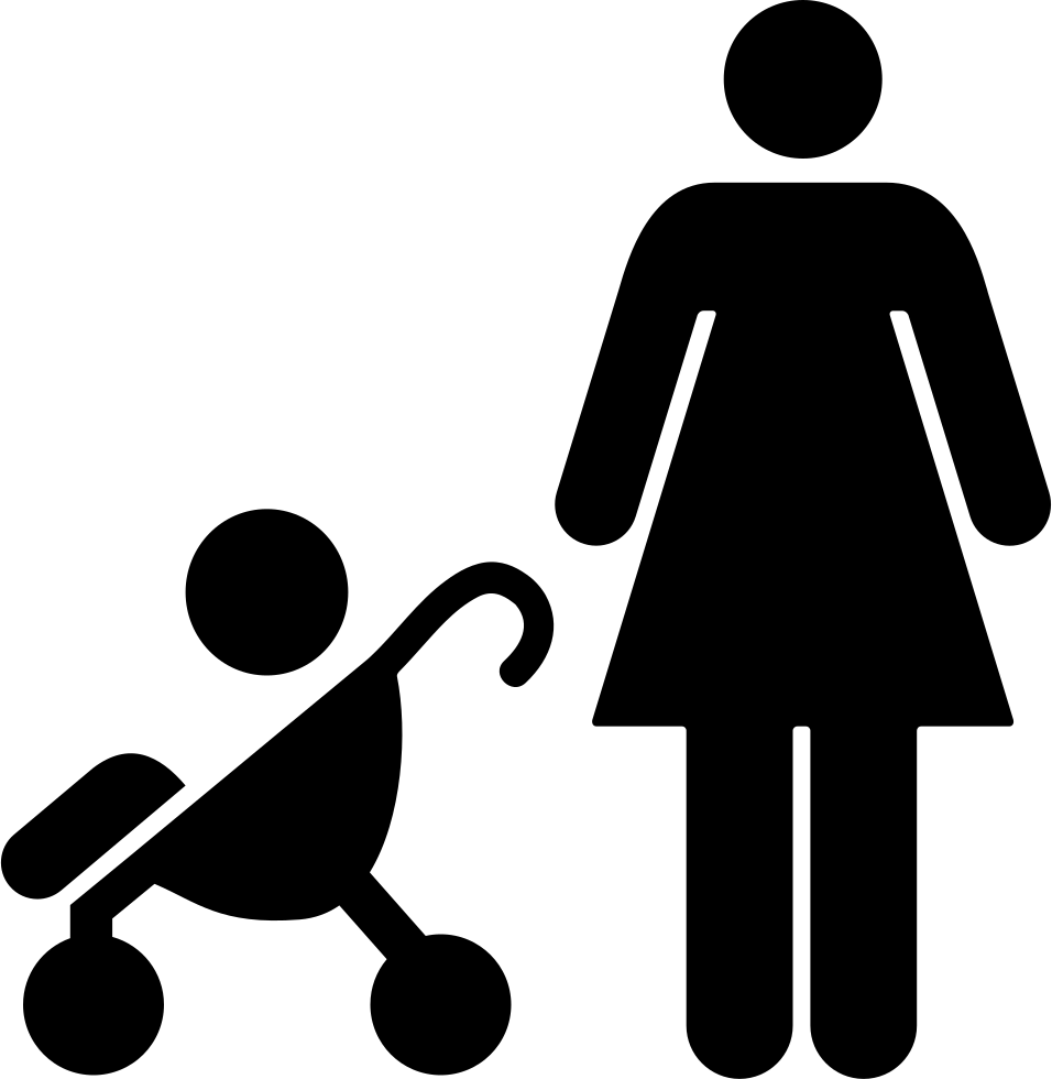 Black Parent And Baby Stroller Public Sign Silhouette PNG Icon