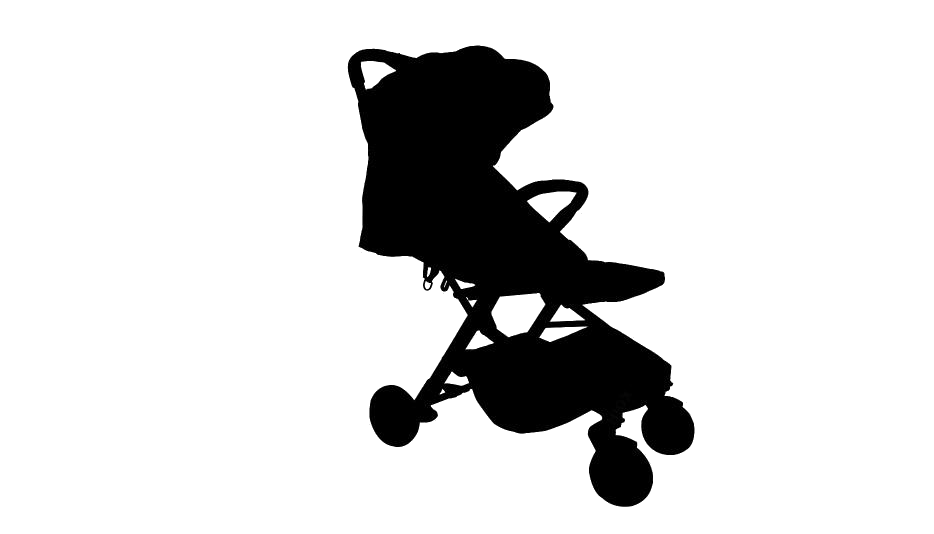 Black Silhouette Of Parent Pushing A Baby Stroller PNG Clipart