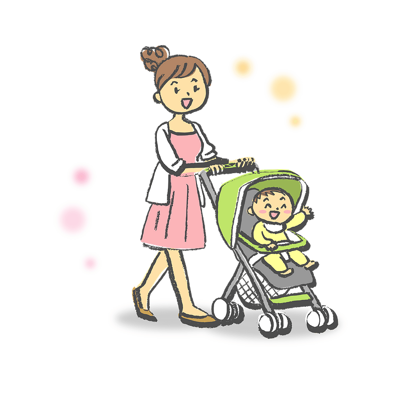 Mother And Toddler Walking Together In Colorful Family Illustration PNG Artwork