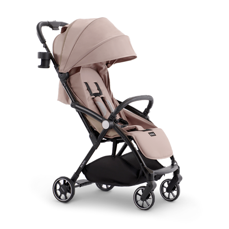 Pink Lightweight Baby Stroller With Gray Frame PNG Vehicle Graphic