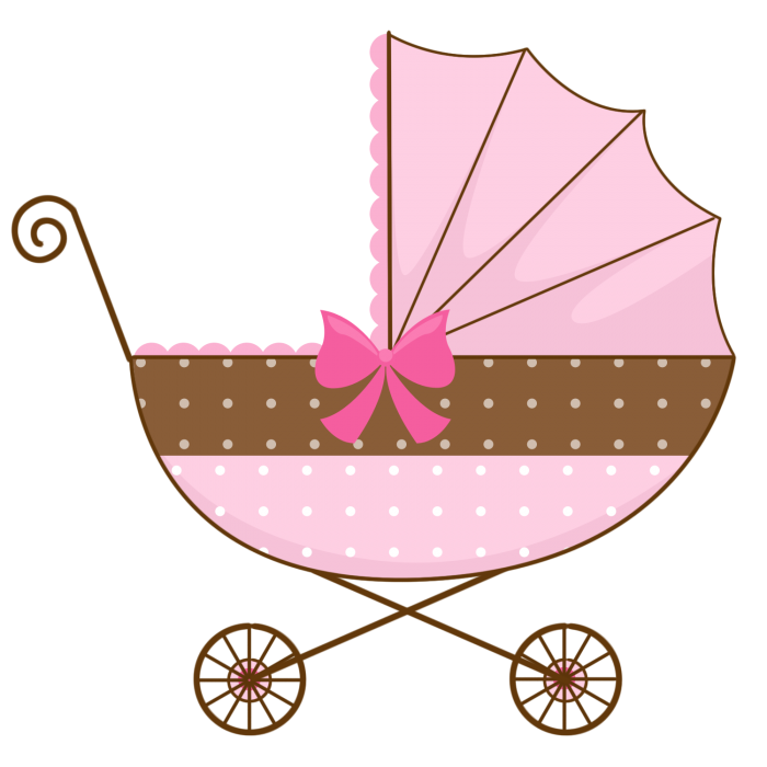 Pink Ornate Victorian Baby Pram With Bow And Spoked Wheels PNG Illustration