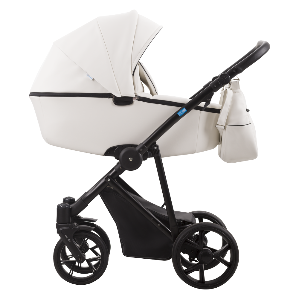 White Three Wheel Baby Stroller With Raised Sun Canopy PNG Product Image