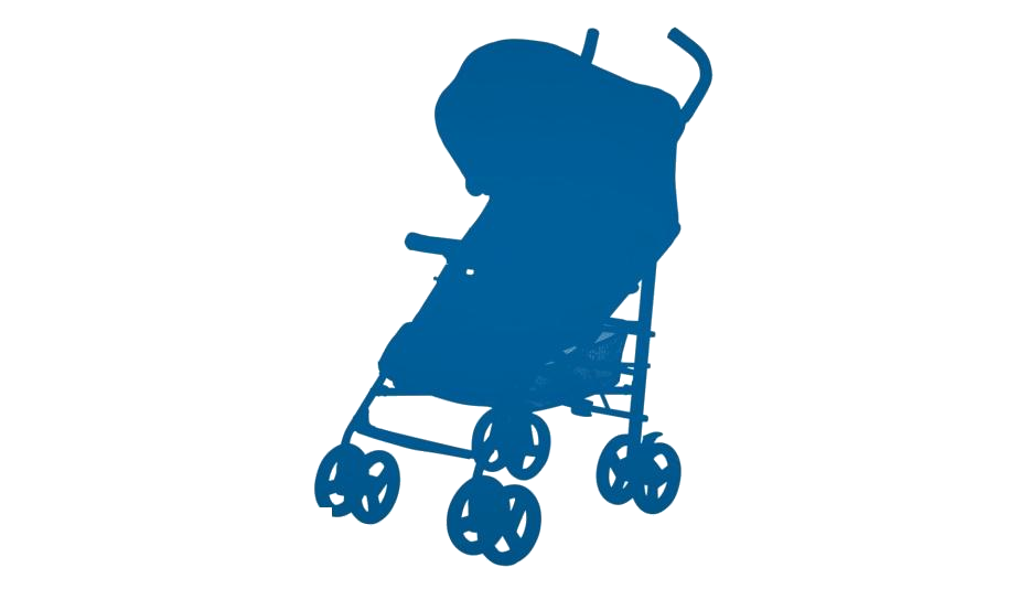Blue Baby Stroller Silhouette With Canopy And Shopping Basket PNG Icon