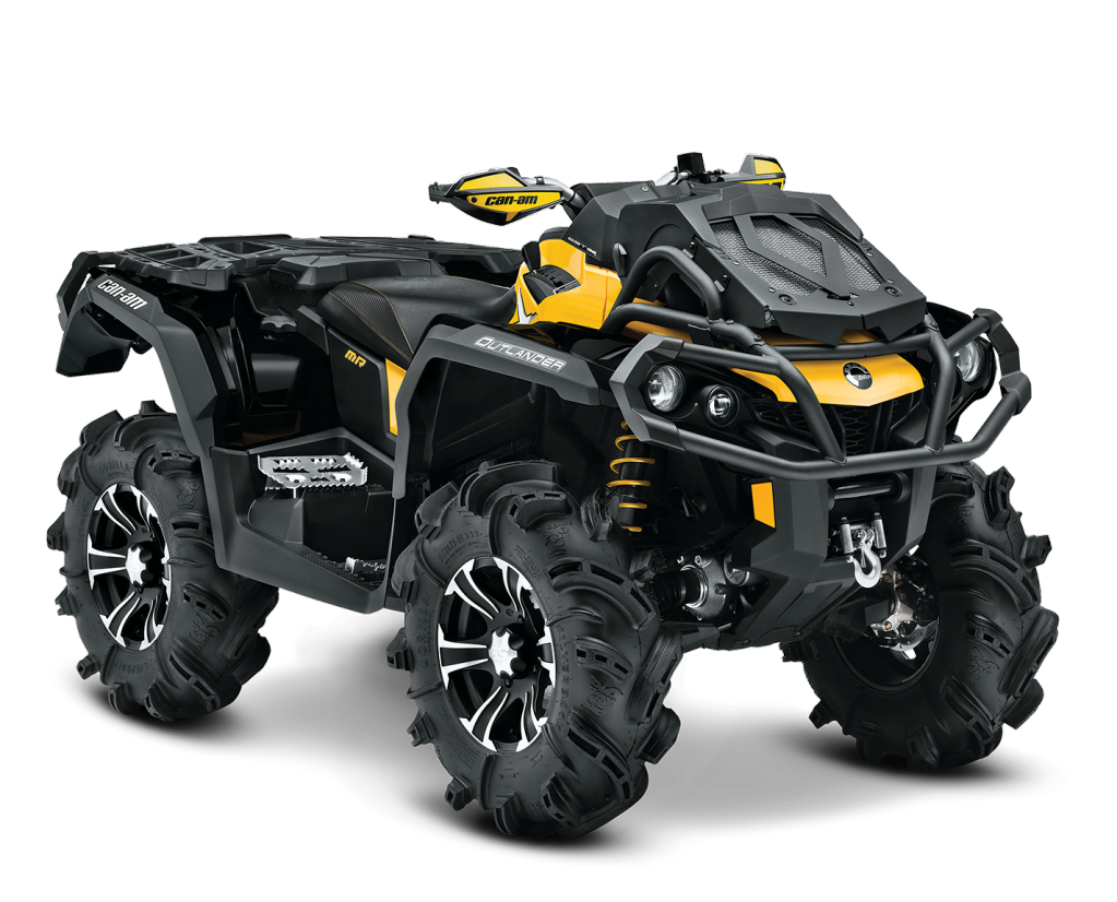 Black And Yellow Heavy Duty ATV With Winch And Cargo Racks PNG Vehicle Image