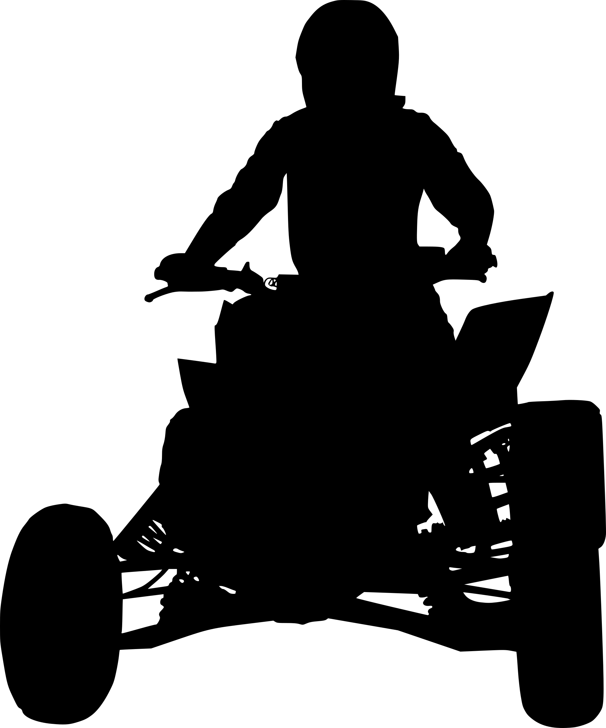 Black ATV Rider Silhouette Front View With Protective Helmet PNG Icon
