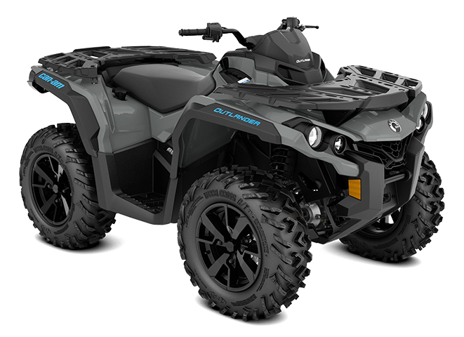 Gray And Black Modern ATV Quad Bike With Front Storage Rack PNG Product Photo