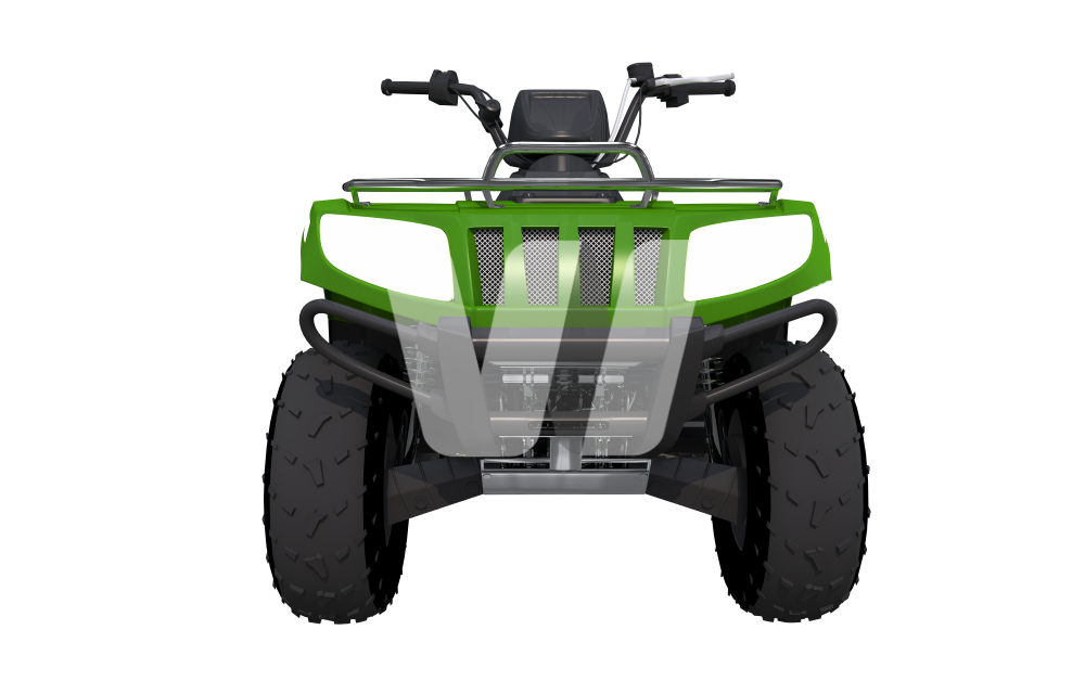 Green ATV Four Wheeler Front View With Wide All Terrain Tires PNG Vehicle Image